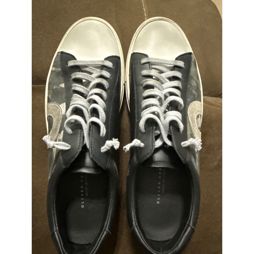 Oliver Cabell Low 1 Camo Black Leather Sneakers Made in Italy Mens 42